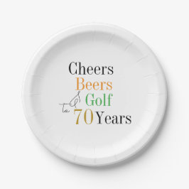 Prato De Papel 70 Birthday Golf Cheers Party