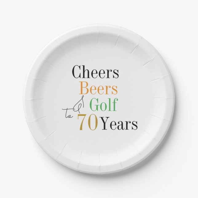Prato De Papel 70 Birthday Golf Cheers Party (Frente)