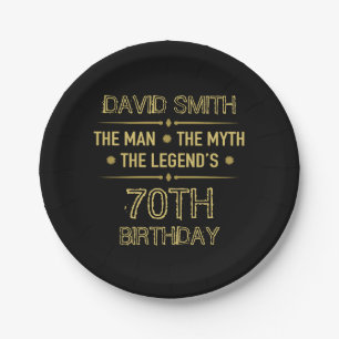 Prato De Papel 70 Birthday Man Myth Legend
