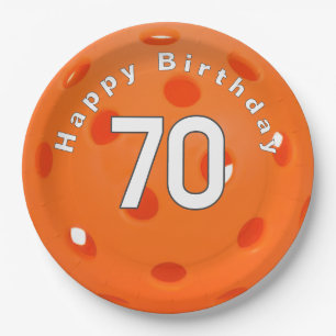 Prato De Papel 70 Birthday Orange Pickleball