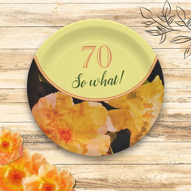 Prato De Papel 70 Birthday Yellow Rose Inspirational Floral (Criador carregado)
