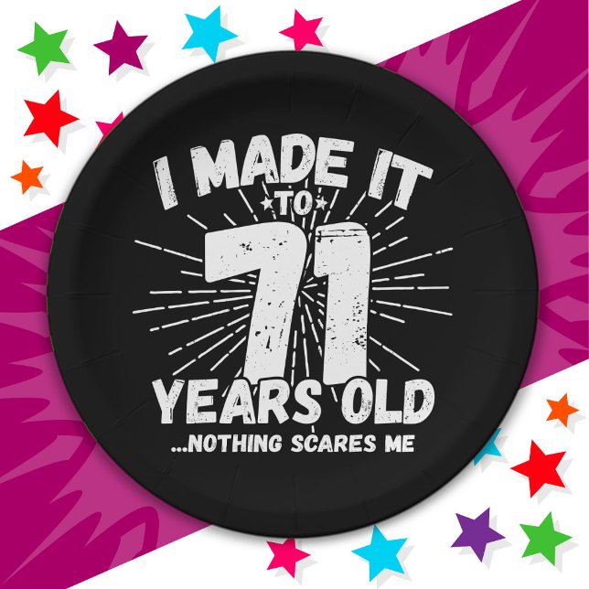 Prato De Papel 71 Anos Sarcástico Meme Engraçado 71 ruas Aniversá (Criador carregado)