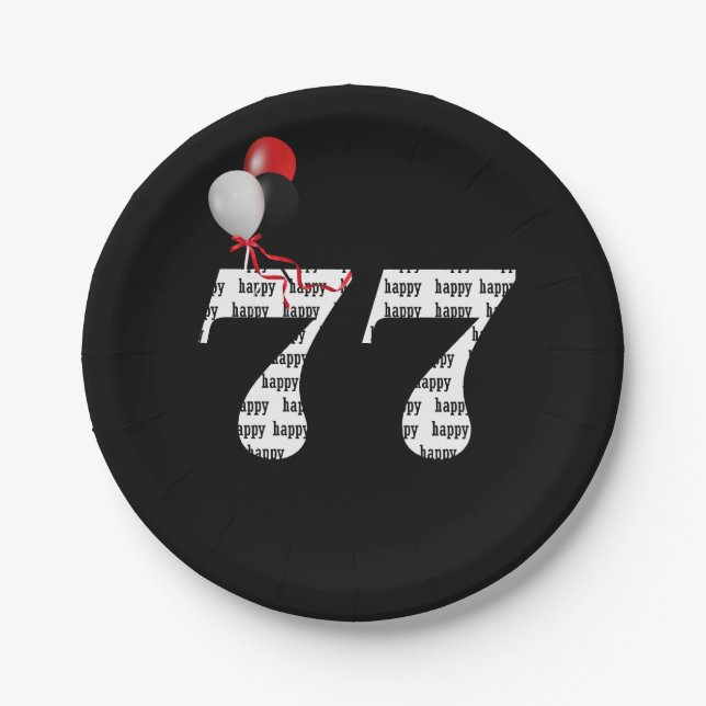 Prato De Papel 77.º balões de festa de aniversário (Frente)