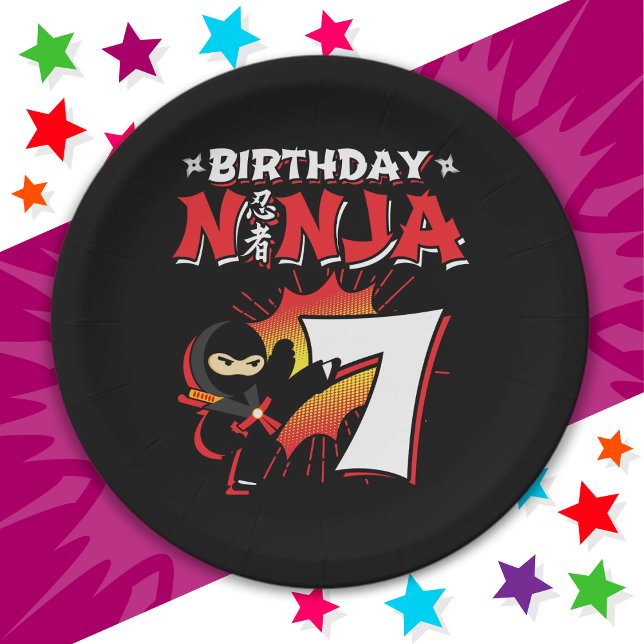 Prato De Papel 7 anos Estilo de HQ Ninja 7 Aniversário (Criador carregado)