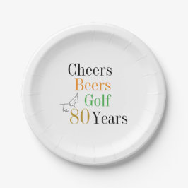 Prato De Papel 80 Birthday Cheers Beers Golf Party