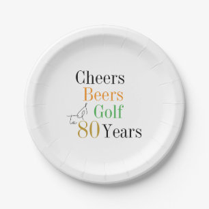 Prato De Papel 80 Birthday Cheers Beers Golf Party