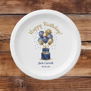 Prato De Papel 80 Birthday Marinho Blue Balloon Cake