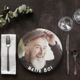 Prato De Papel 80 foto de aniversário alô 80 homens caras