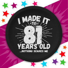 Prato De Papel 81 anos Sarcástico Meme Engraçado Noite de 81 ruas