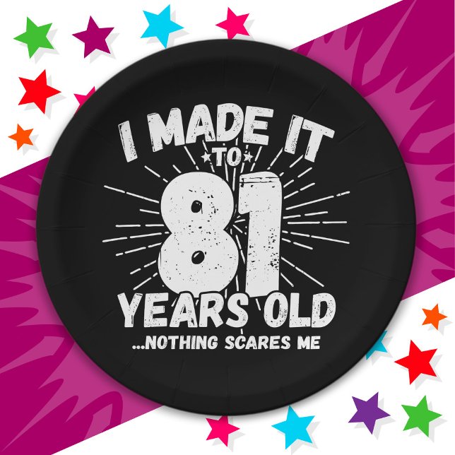 Prato De Papel 81 anos Sarcástico Meme Engraçado Noite de 81 ruas (Criador carregado)