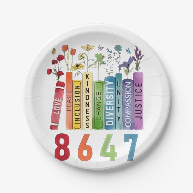 Prato De Papel 8647 Sutil Anti-Trump Anti MAGA 86 47 LGBT Floral (Frente)