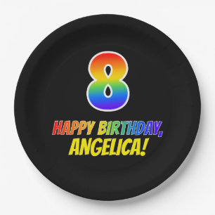 Prato De Papel 8.o aniversário: Negrito, Divertido, Simples, Arc