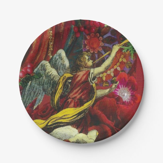 Prato De Papel 8 Teto de Natal em Papel de Sobremesa ou de Salada (Frente)