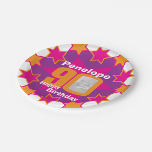 Prato De Papel 90 aniversário nome da foto: folha de papel rosa