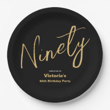 90 Birthday Black Dourado Typografia Personalizada