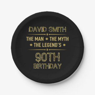 Prato De Papel 90 Birthday Man Myth Legend