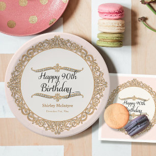 Prato De Papel 90 Happy Birthday - Festa de Celebração