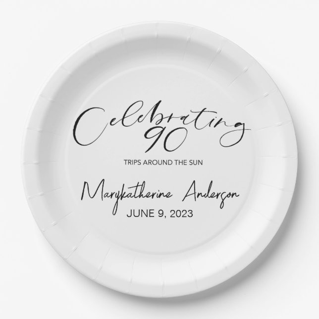 Prato De Papel 90 Viagens à volta da Festa de aniversário do Sol (Frente)