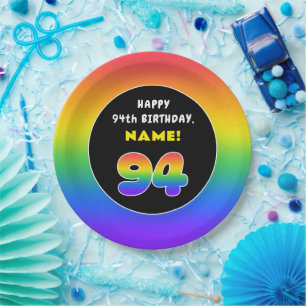 Prato De Papel 94.º aniversário: Arco-Íris Colorido nº 94, Nome P