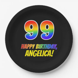 Prato De Papel 99º aniversário: Negrito, Divertido, Simples, Arco