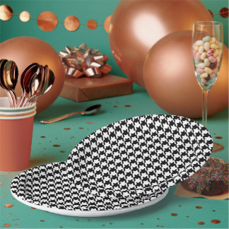 Prato De Papel 9" Checkered Round Paper Plate