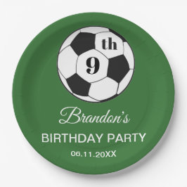 Prato De Papel 9th Birthday Party Soccer Green Boys Sports