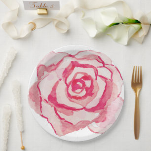 Prato De Papel A aguarela cor-de-rosa aumentou