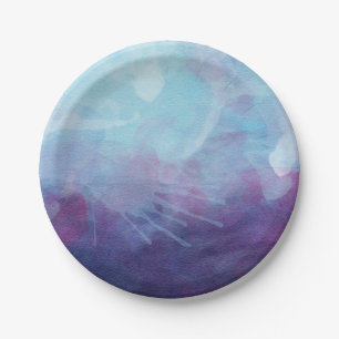 Prato De Papel A aguarela roxa azul espirra o design