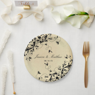 Prato De Papel A antiguidade elegante roda casamento