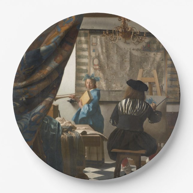 Prato De Papel A arte da pintura por Johannes Vermeer (Frente)
