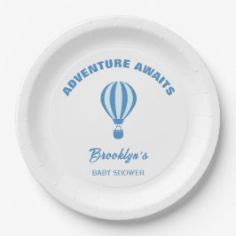 Prato De Papel A Aventura Espera Um Chá de fraldas De Tendência D