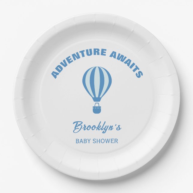 Prato De Papel A Aventura Espera Um Chá de fraldas De Tendência D (Frente)