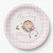 A baby is brewing coffee pink bow baby shower