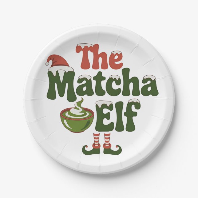 Prato De Papel A Bebida Mágica De Natal Do Matcha Elf (Frente)