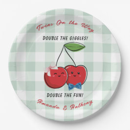 Prato De Papel A Boy and Girl Twins Baby Shower