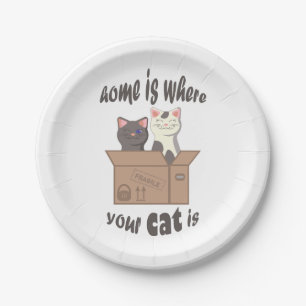 Prato De Papel A citação engraçada de Home é onde seu gato está