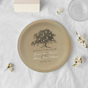 Prato De Papel A coleção velha do casamento do carvalho do