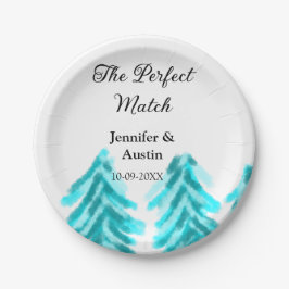 Prato De Papel A combinação perfeita do casamento do pinheiro azu