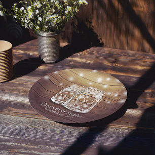 Prato De Papel A corda de madeira rústica do frasco de pedreiro