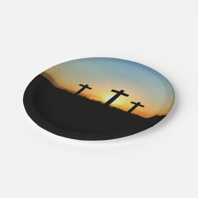 Prato De Papel A Crucificação Atravessa o Sunset (Inclinado)