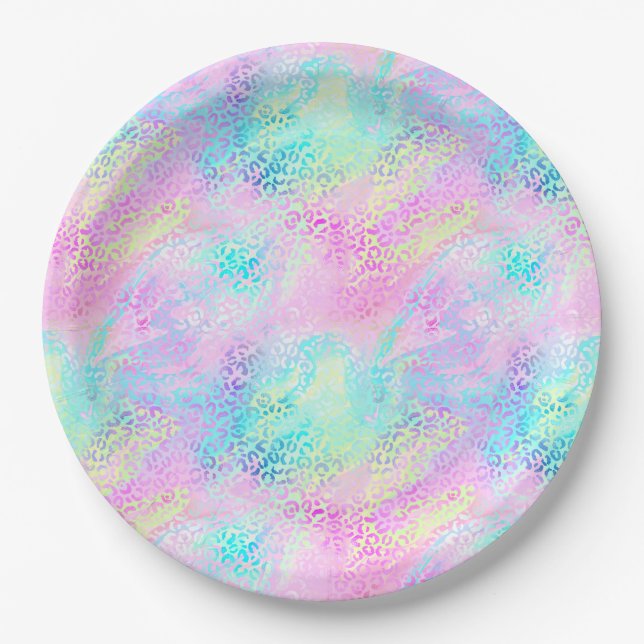 Prato De Papel A Design 10 da Série Leopardo Iridescente (Frente)