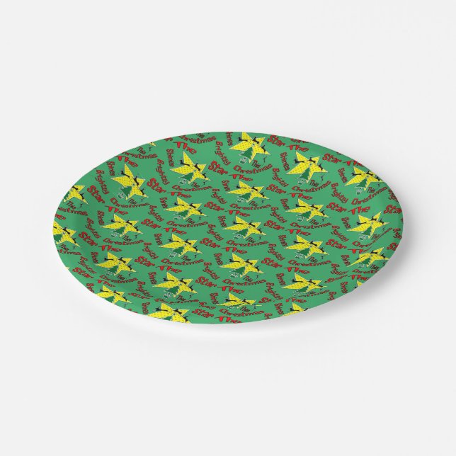 Prato De Papel A estrela brilha intensamente neste Natal (Inclinado)