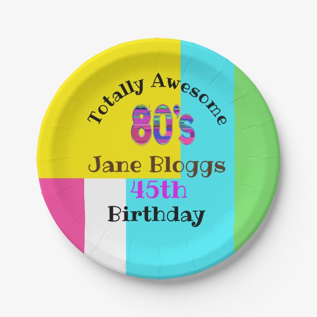 Prato De Papel A festa do anos 80 totalmente incrível fornece oit (Frente)