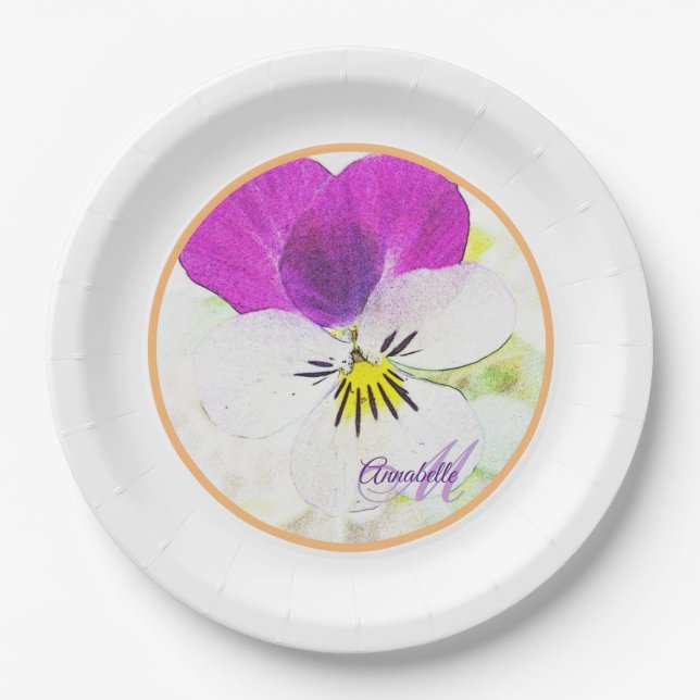 Prato De Papel A Flor Mais Cutil - Monograma de Viola (Frente)