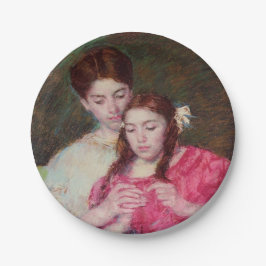 Prato De Papel A lição de crochê (duas irmãs)