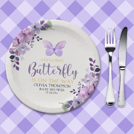 Prato De Papel A Little Baby Butterfly is on The Way Baby shower