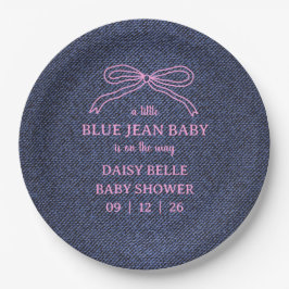 Prato De Papel A Little Blue Jean Baby Denim Girl Baby Shower 