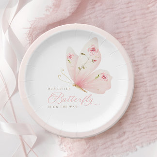 Prato De Papel A Little Butterfly Baby Shower