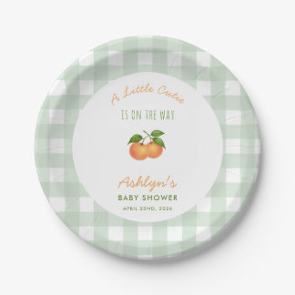 Prato De Papel A Little Cutie Green Baby Shower Paper Plates