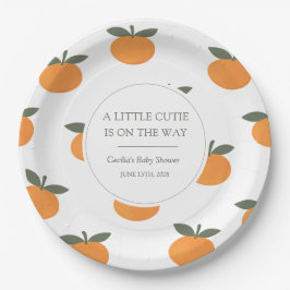 Prato De Papel A Little Cutie Orange Gender Neutral Baby Shower